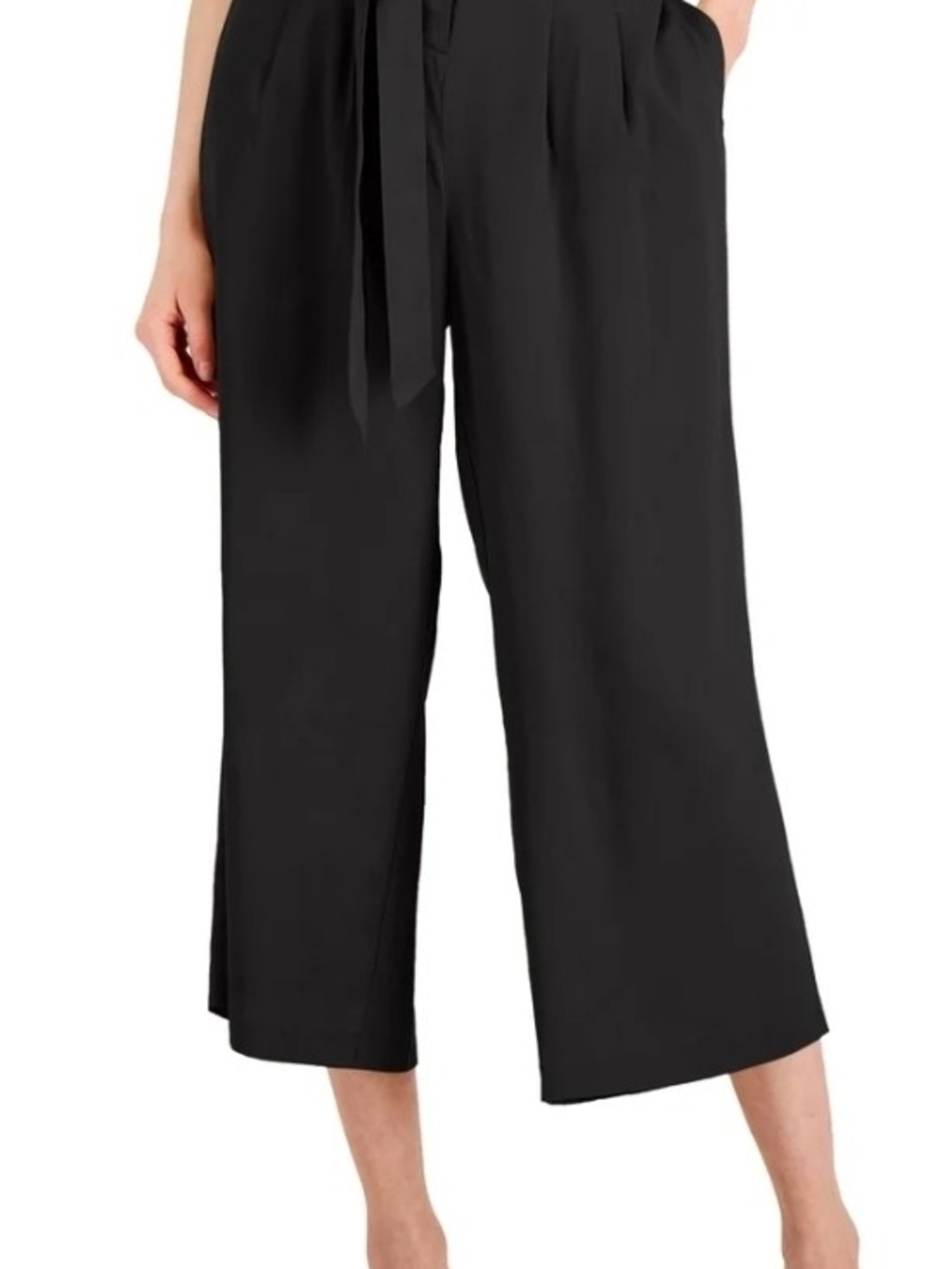 Alfani Black Belted Culotte Cropped Pants